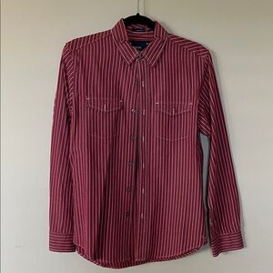 Calvin Klein Burgundy Striped Button Down Shirt